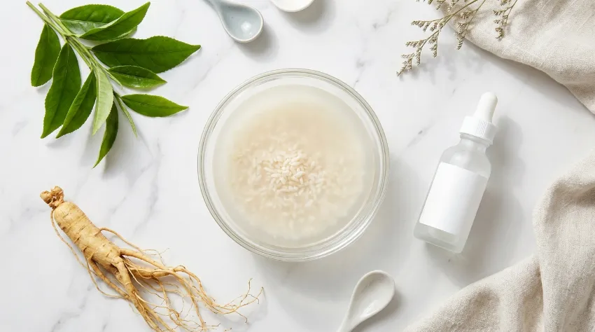 Naravne sestavine za nego kože na marmorni podlagi